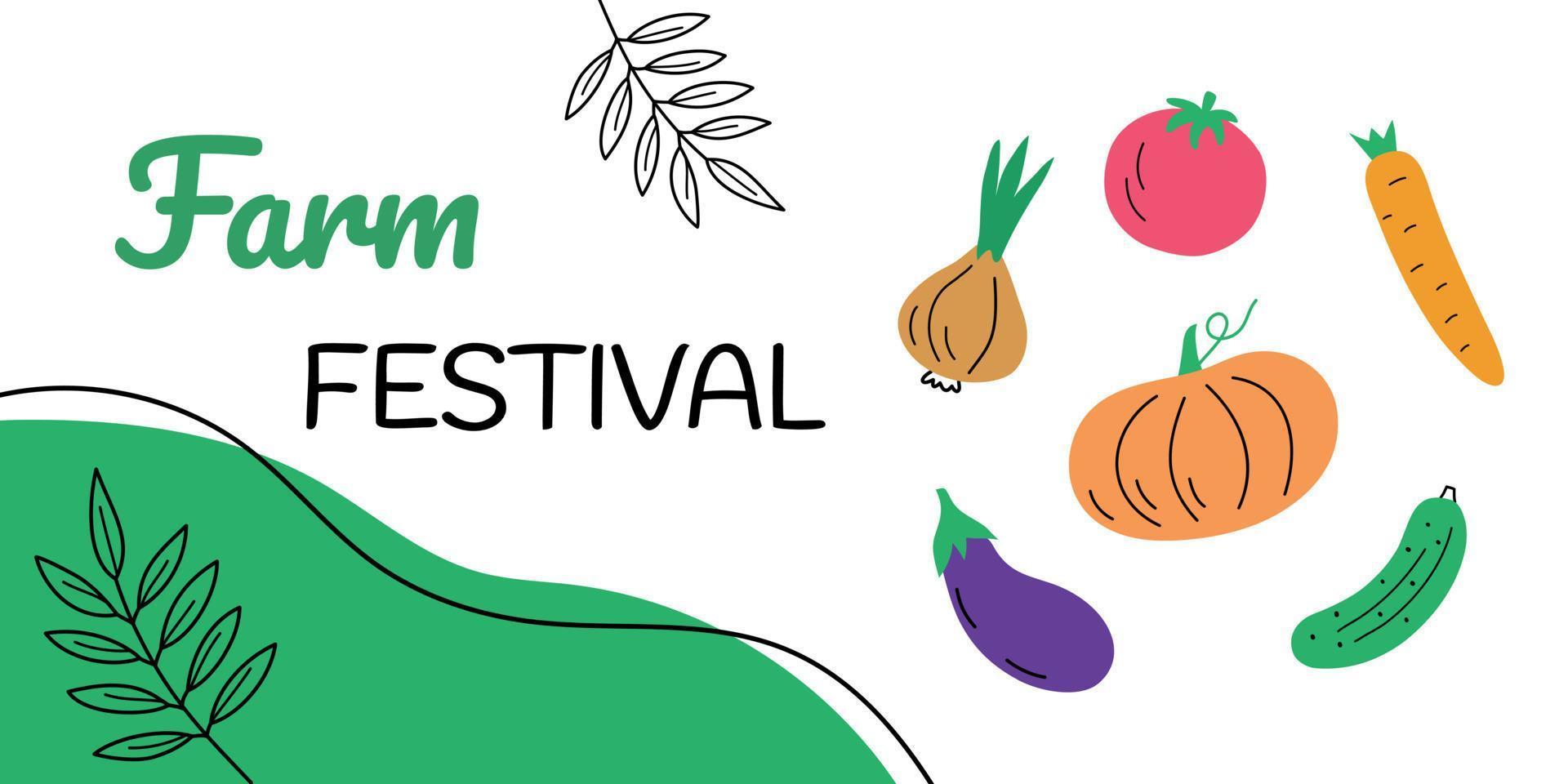 A banner with a festival farm inscription in the doodle style. vector