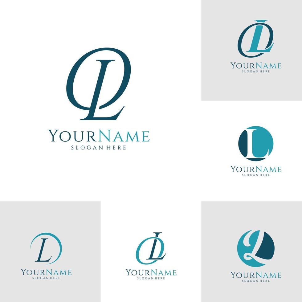 Set of Letter LO Logo Design Template. Initial LO logo concept vector. Creative Icon Symbol vector
