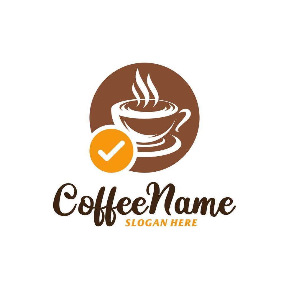 Compruebe la plantilla de diseño del logotipo de café. vector de concepto de logotipo de verificación de café. símbolo de icono creativo