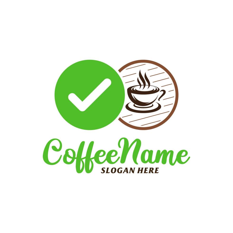 Compruebe la plantilla de diseño del logotipo de café. vector de concepto de logotipo de verificación de café. símbolo de icono creativo