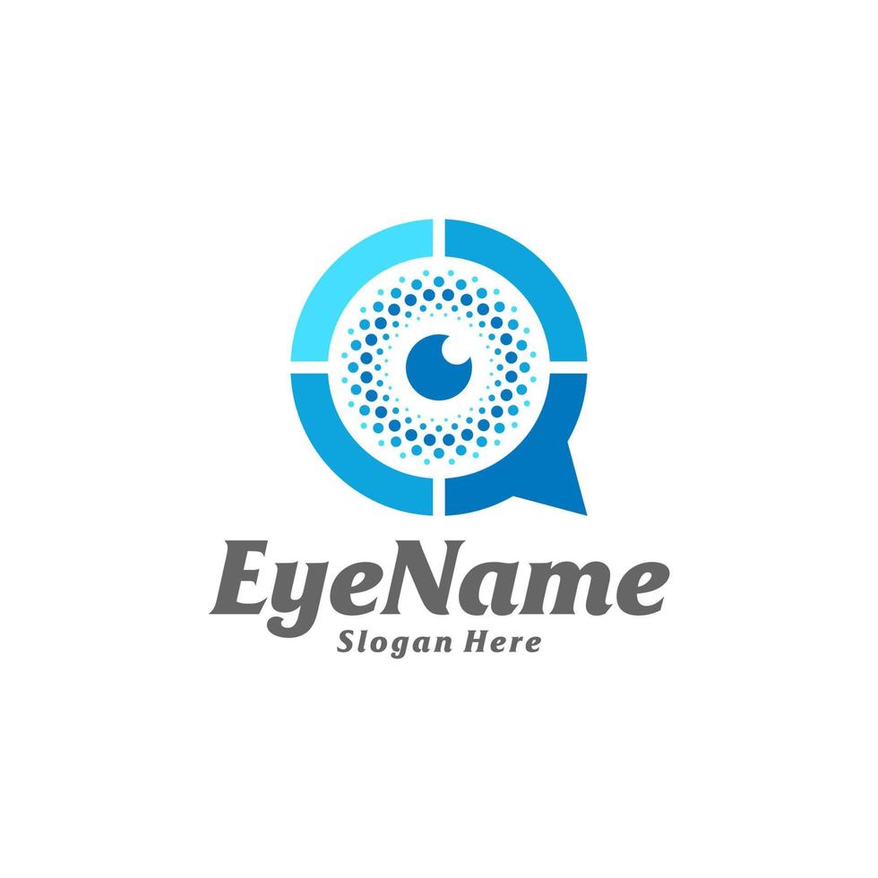 plantilla de diseño de logotipo de ojo de chat. vector de concepto de logotipo de chat ocular. símbolo de icono creativo