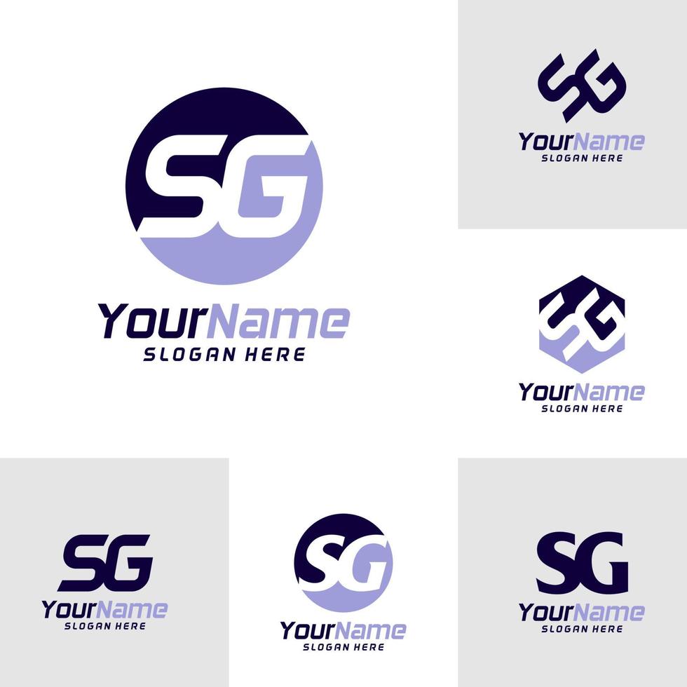 conjunto de plantilla de diseño de logotipo de letra sg. vector de concepto de logotipo gs inicial. símbolo de icono creativo