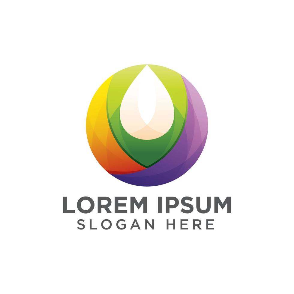 Colorful Olive Oil or Water Droplet  logo design vector