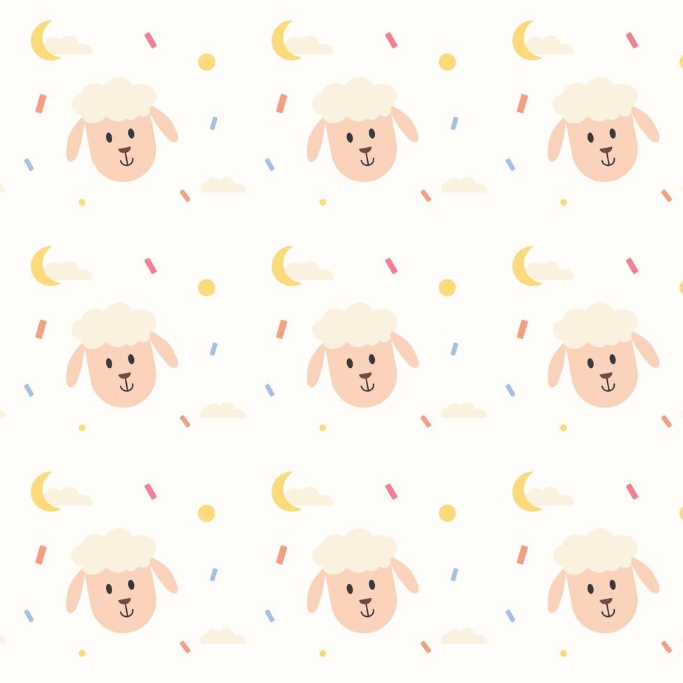 All face of sheep illustration and elements background seamless pattern in vector. vector