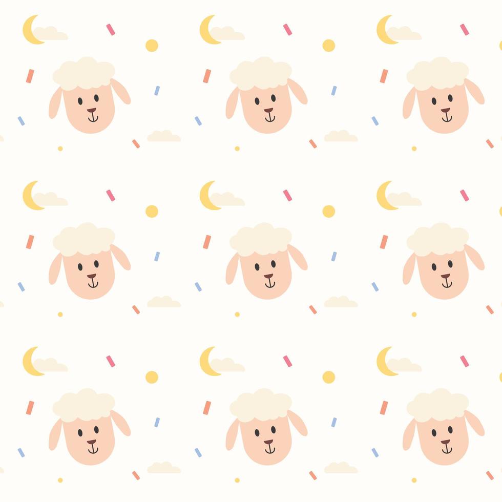 All face of sheep illustration and elements background seamless pattern in vector. vector