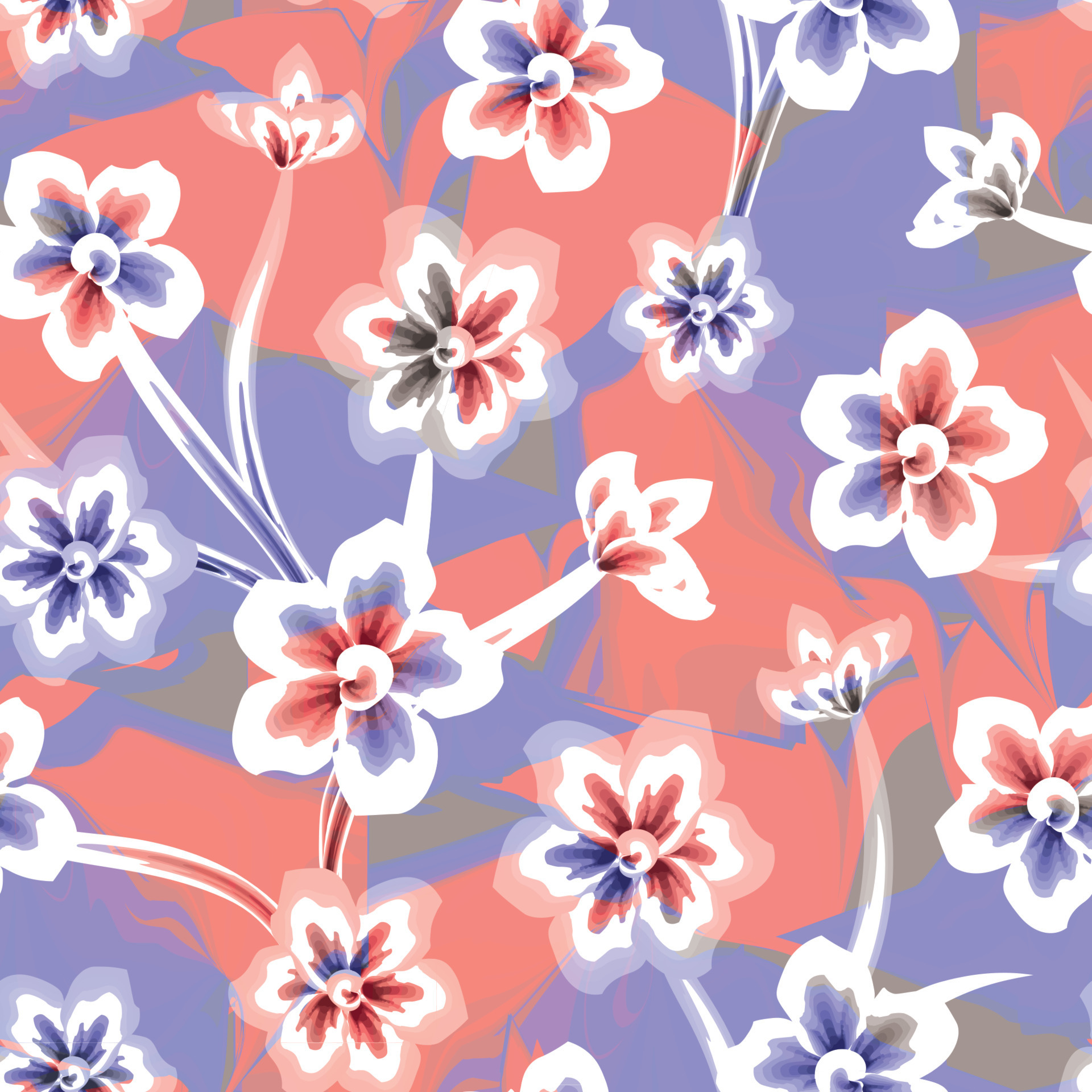 seamless floral pattern with colorful shape on abstract background