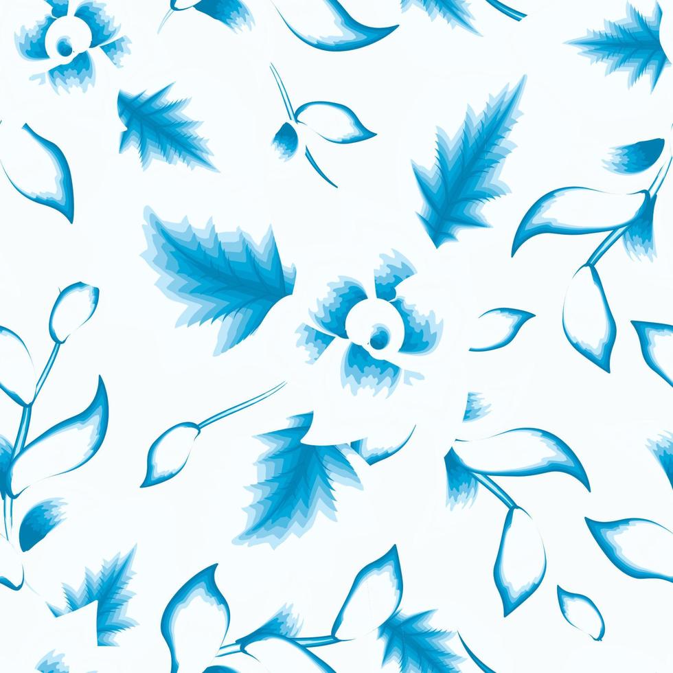 tropical Flowers silhouettes seamaless pattern on white background. Simple nature floral background. Seamless pattern with hand drawn flowers. Contour drawing. Sketch style. Fashion design textile vector