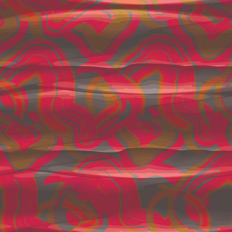 wave abstract Contour drawing seamless pattern on red background. Seamless pattern with hand drawn. Line art. vector