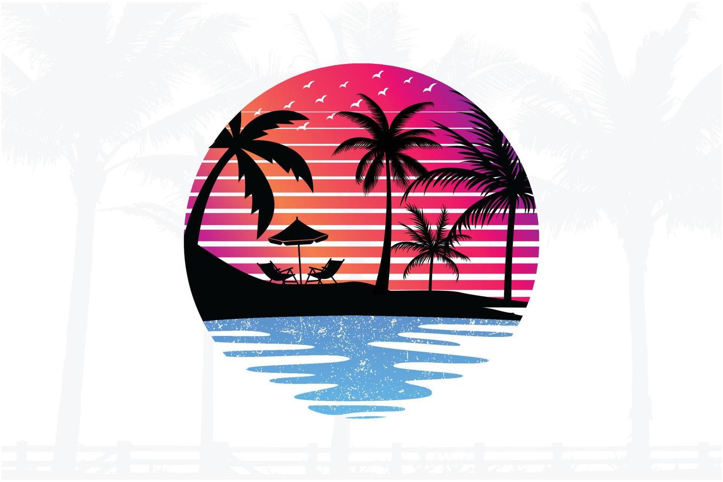 hawaii florida california playa diseño de camiseta vector