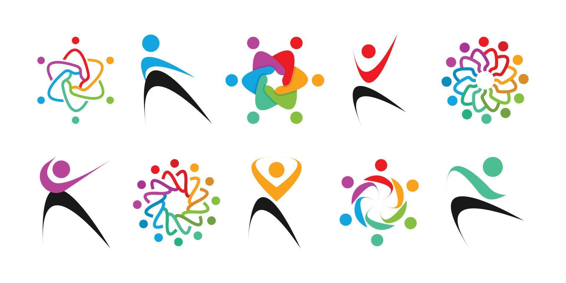 Team work logo design vector with unique style for charity, humanity, community or group