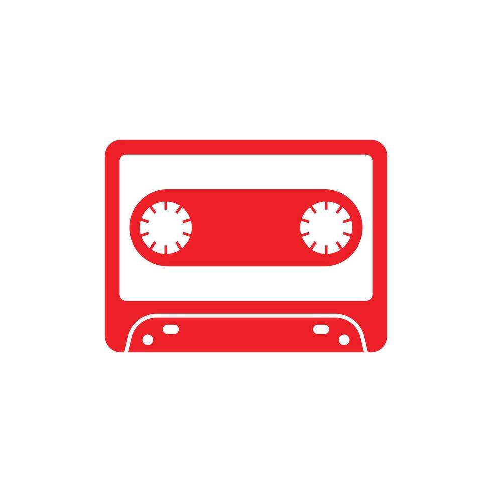 eps10 icono sólido de casete de vector rojo aislado sobre fondo blanco. símbolo de cinta de casete de audio en un estilo moderno y plano simple para el diseño de su sitio web, logotipo, pictograma y aplicación móvil