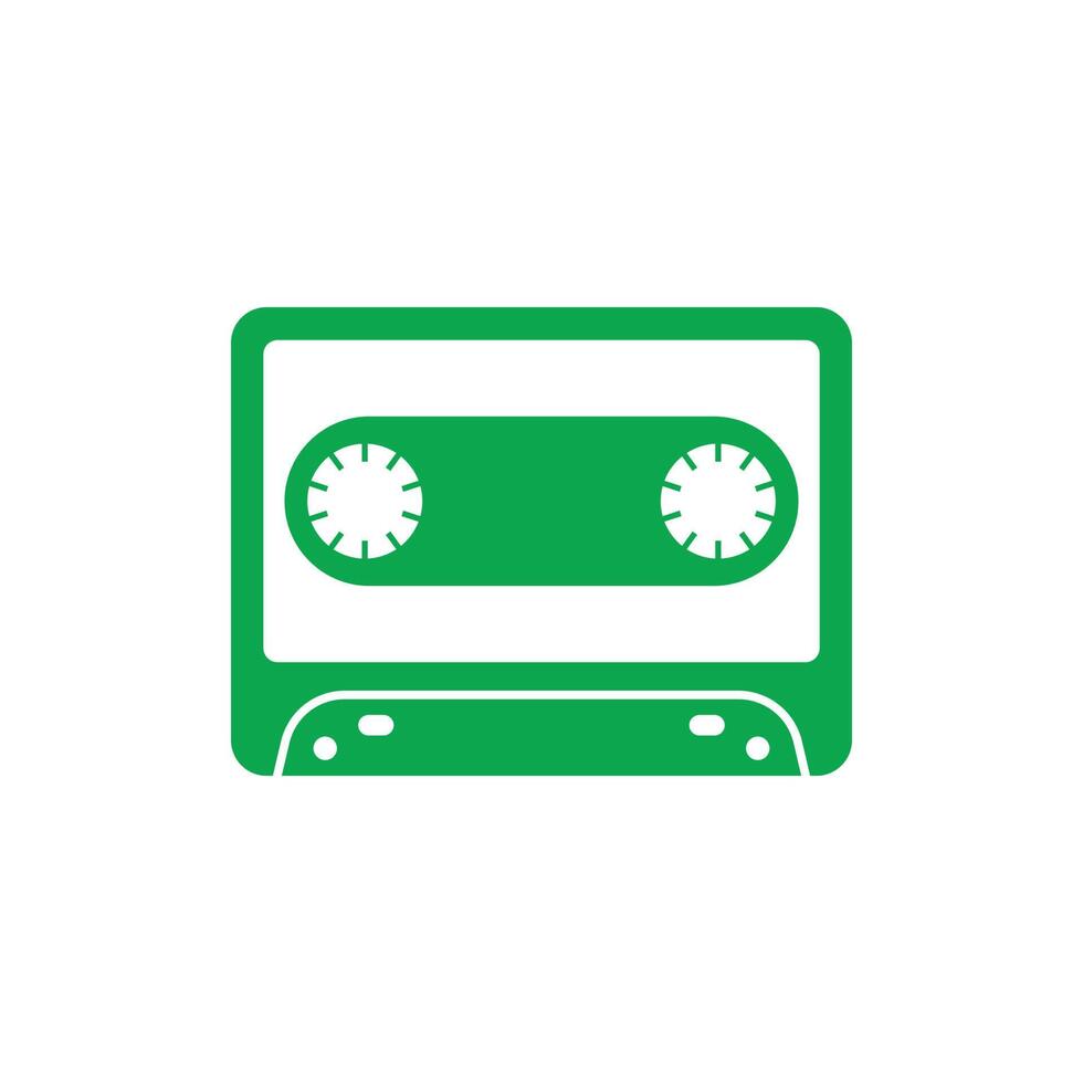 eps10 green vector cassette solid icon isolated on white background. audio cassette tape symbol in a simple flat trendy modern style for your website design, logo, pictogram, and mobile application