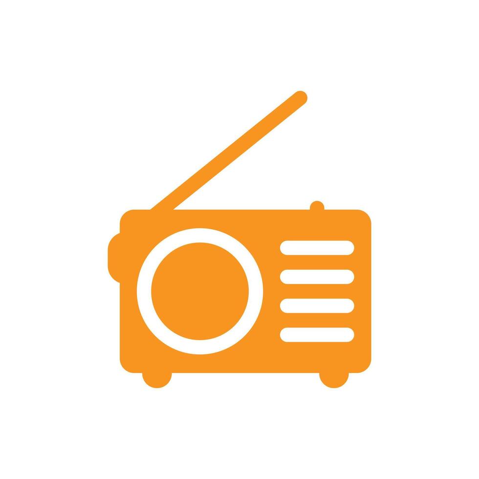 eps10 orange vector radio solid icon isolated on white background. FM radio symbol in a simple flat trendy modern style for your website design, logo, pictogram, and mobile application