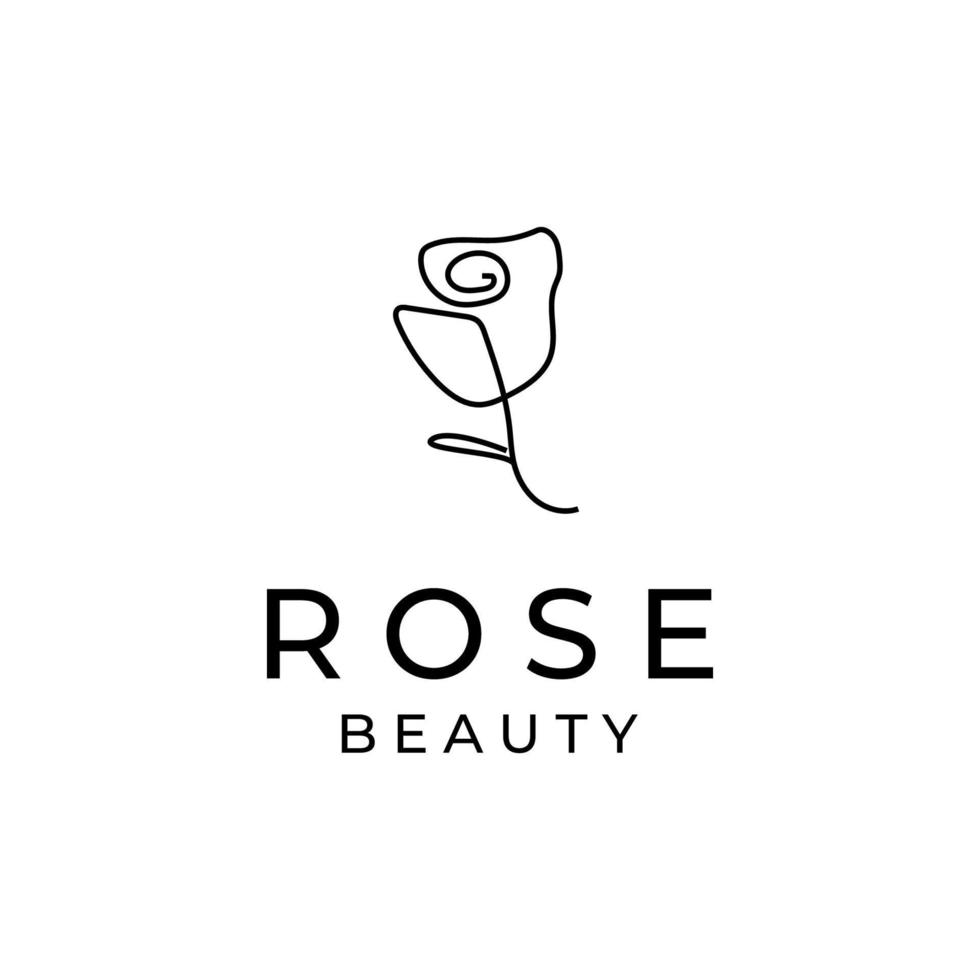 rose flower line art logo vector icon illustration