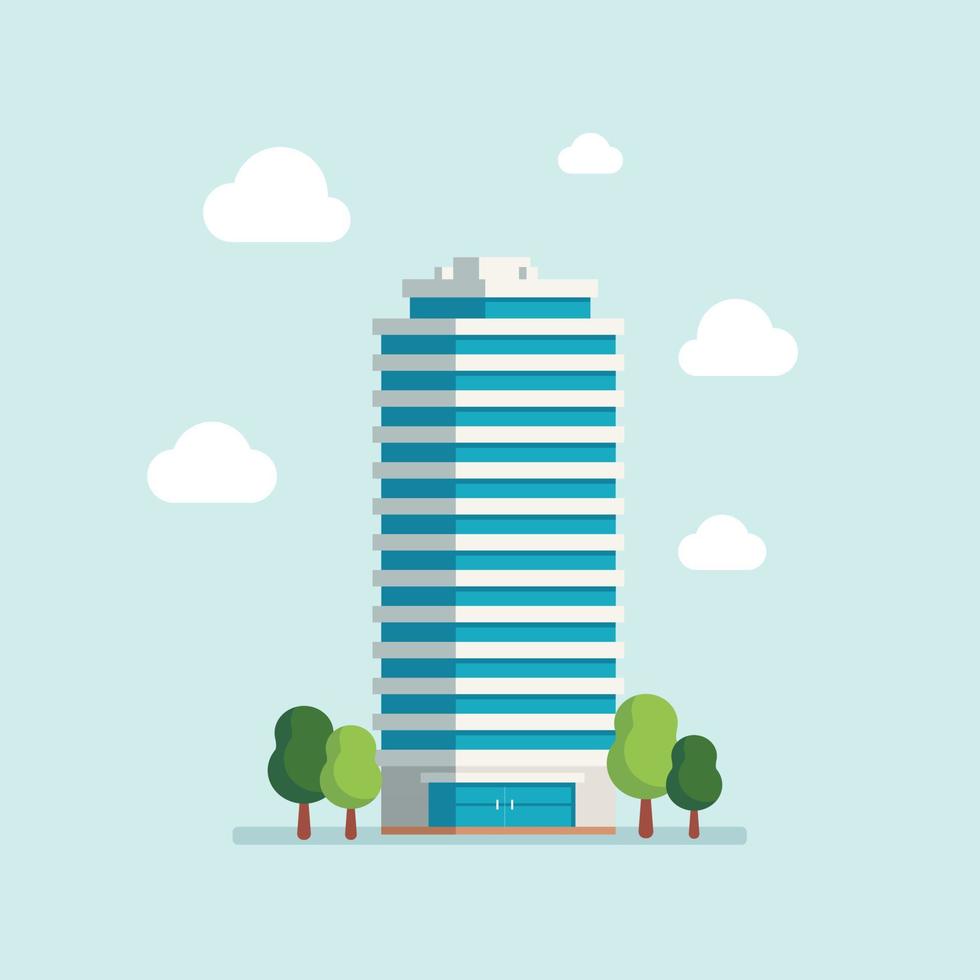 Company building in flat style. Vector Illustration
