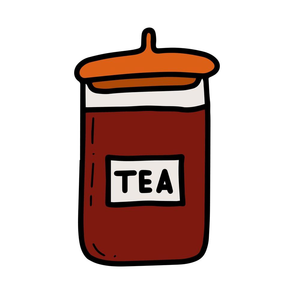 Doodle glass jar with tea vector isolated illustration