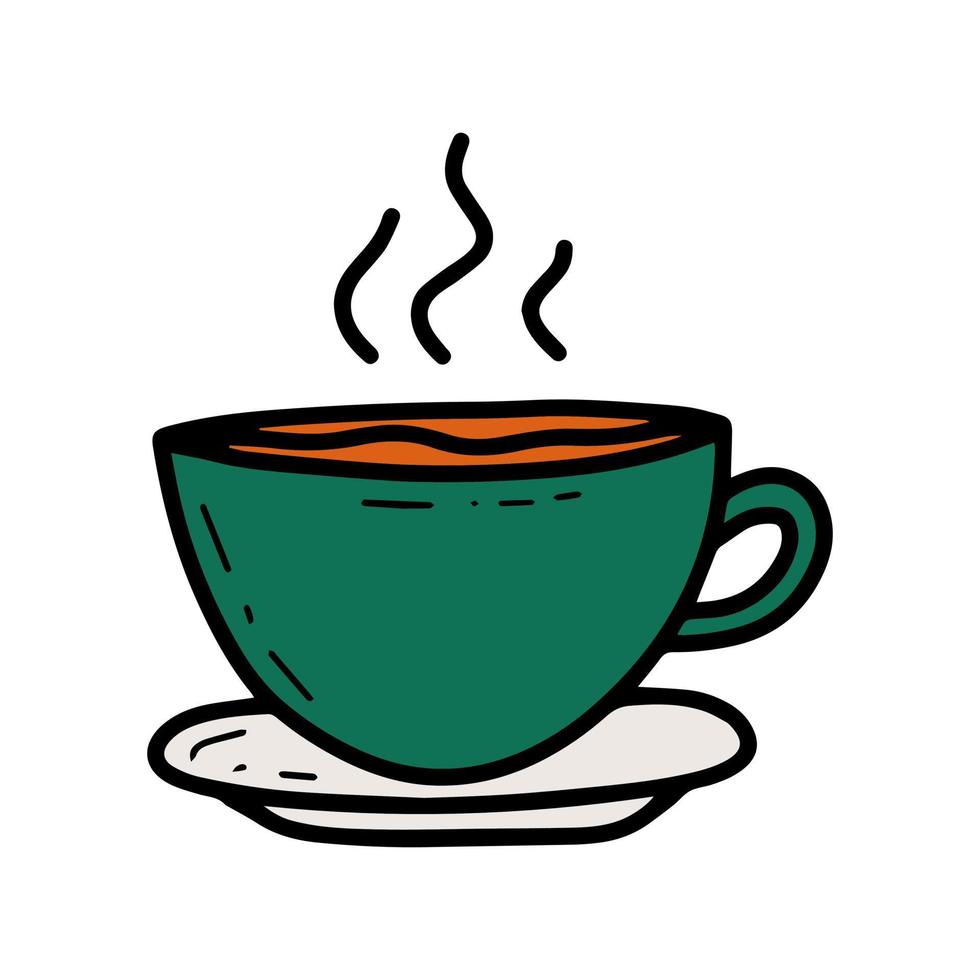 Doodle cup of hot tea vector isolated illustration