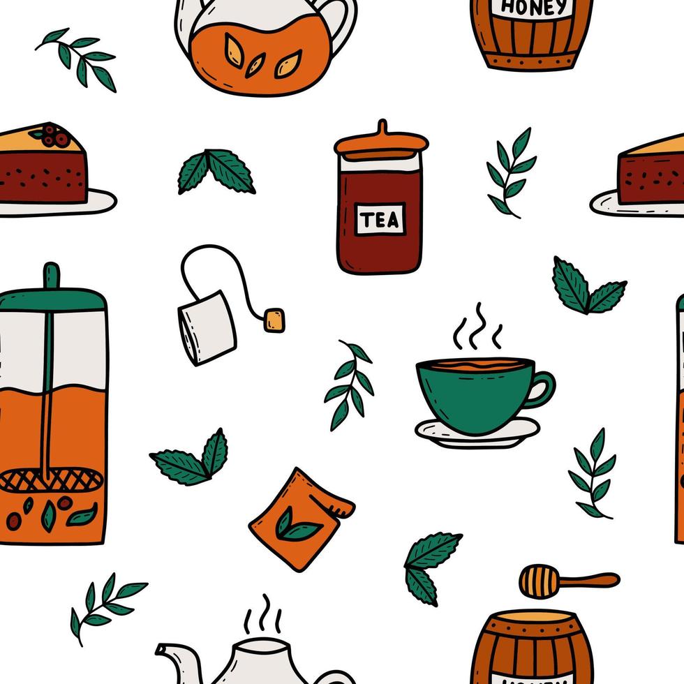 tema de beber té garabatos vector de fondo transparente