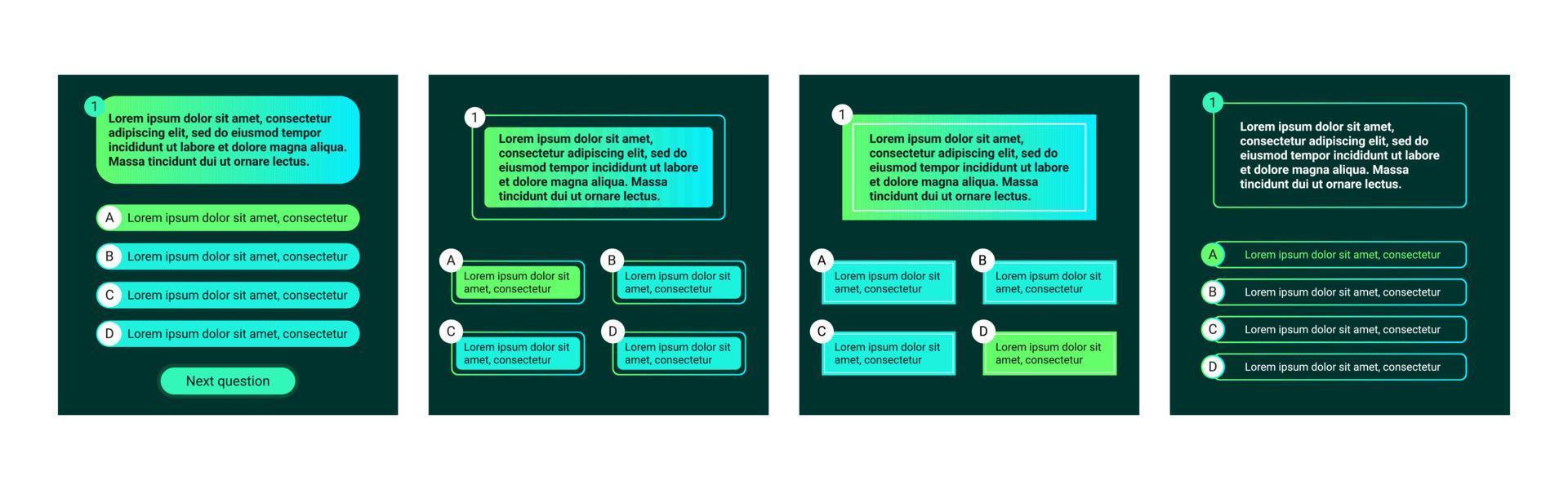 Quiz test template ui design vector illustration