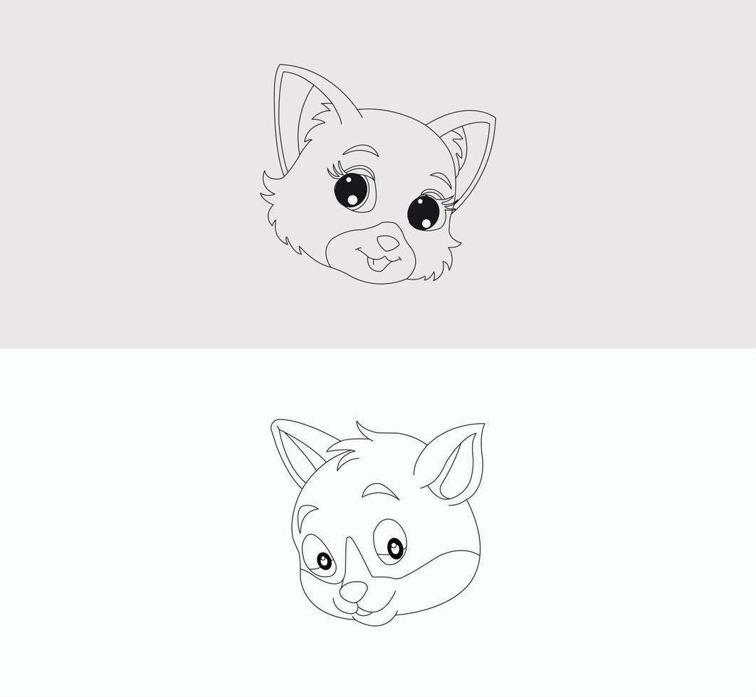 Cat Head Coloring Book for Kids vector