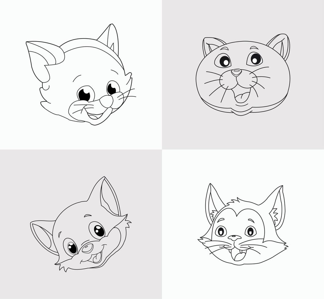 Cat Head Coloring Book for Kids vector