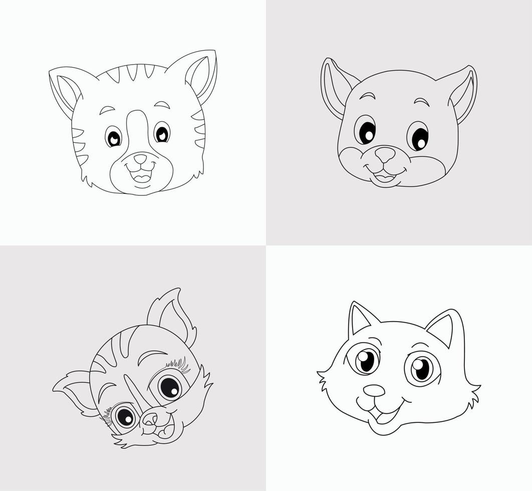Cat Head Coloring Book for Kids vector