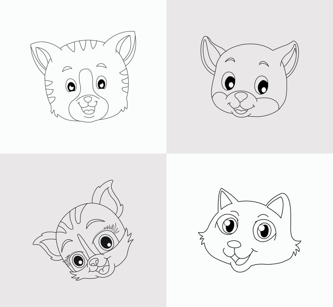 libro para colorear cabeza de gato para niños vector