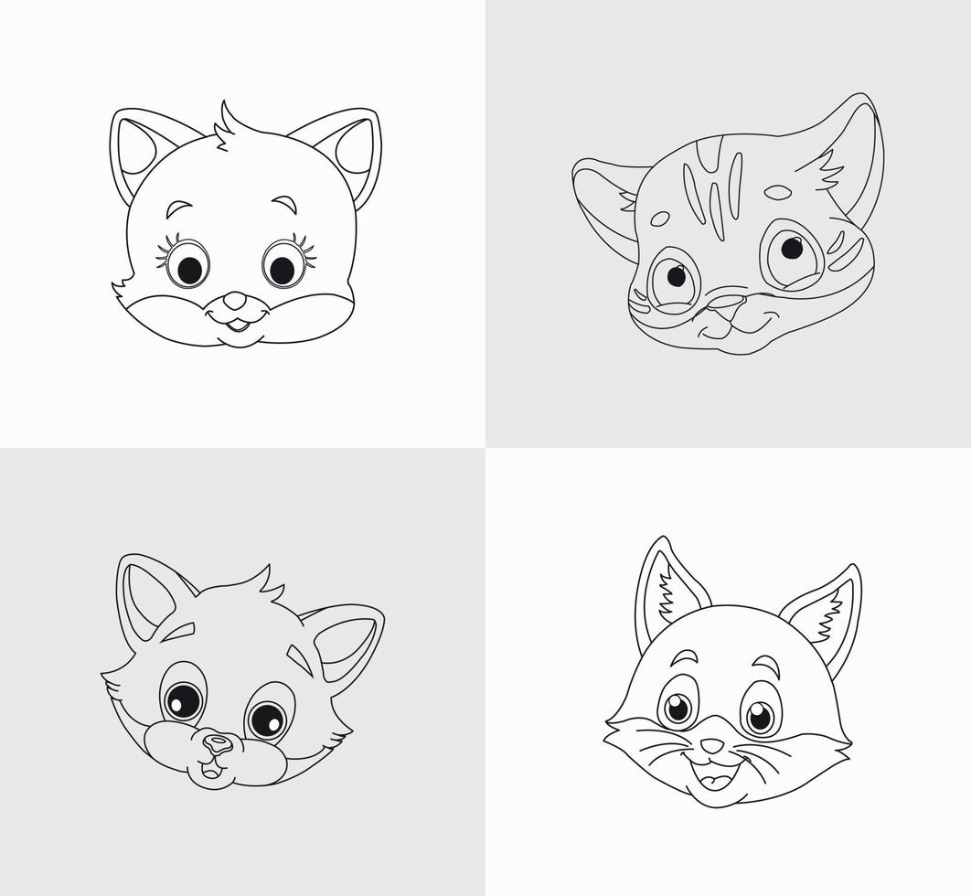 libro para colorear cabeza de gato para niños vector