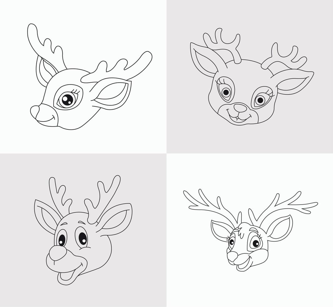 Deer Head Coloring Book for Kids vector