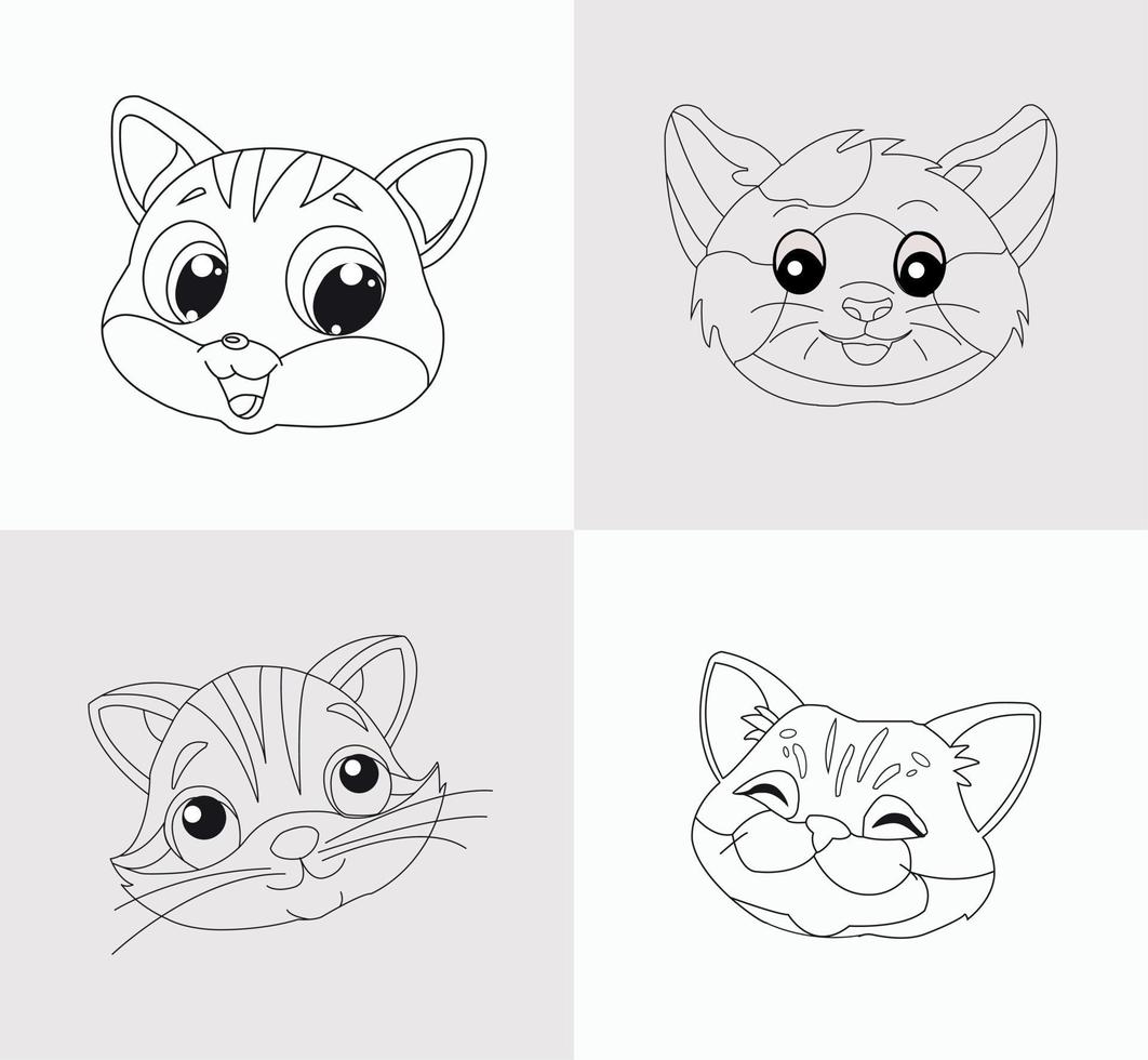 libro para colorear cabeza de gato para niños vector