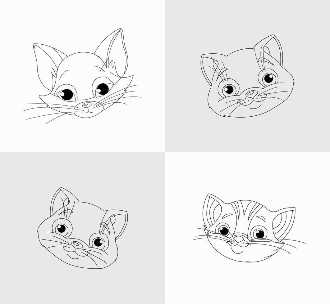 libro para colorear cabeza de gato para niños vector