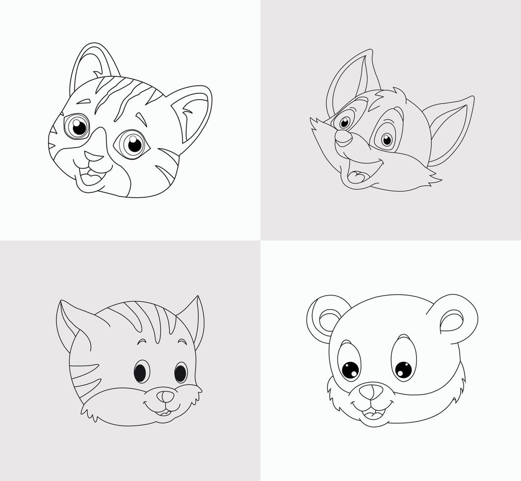 libro para colorear cabeza de gato para niños vector