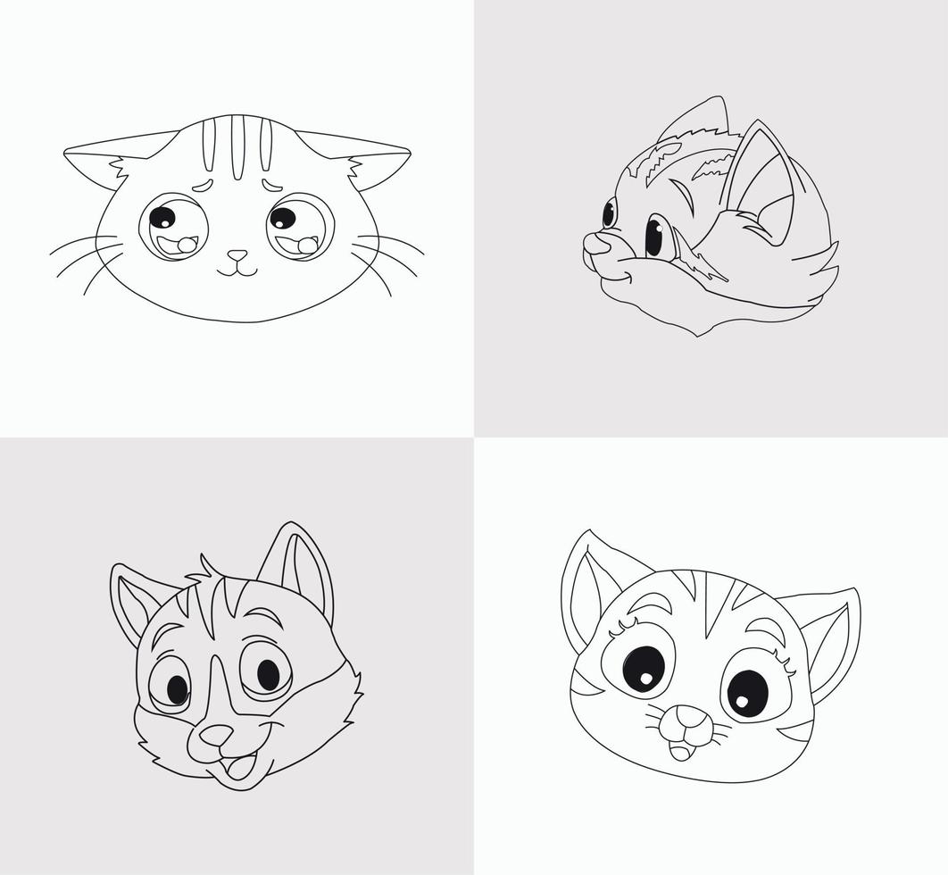 libro para colorear cabeza de gato para niños vector