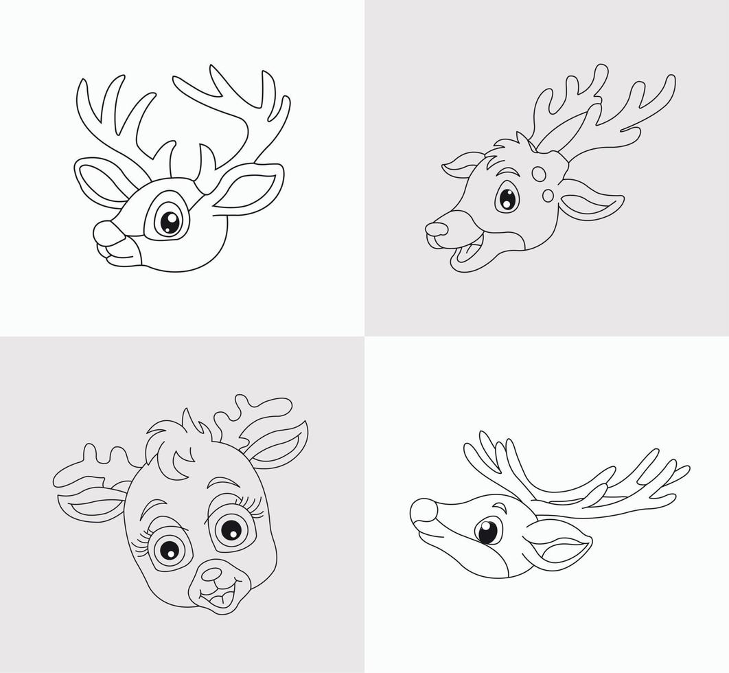 Deer Head Coloring Book for Kids vector