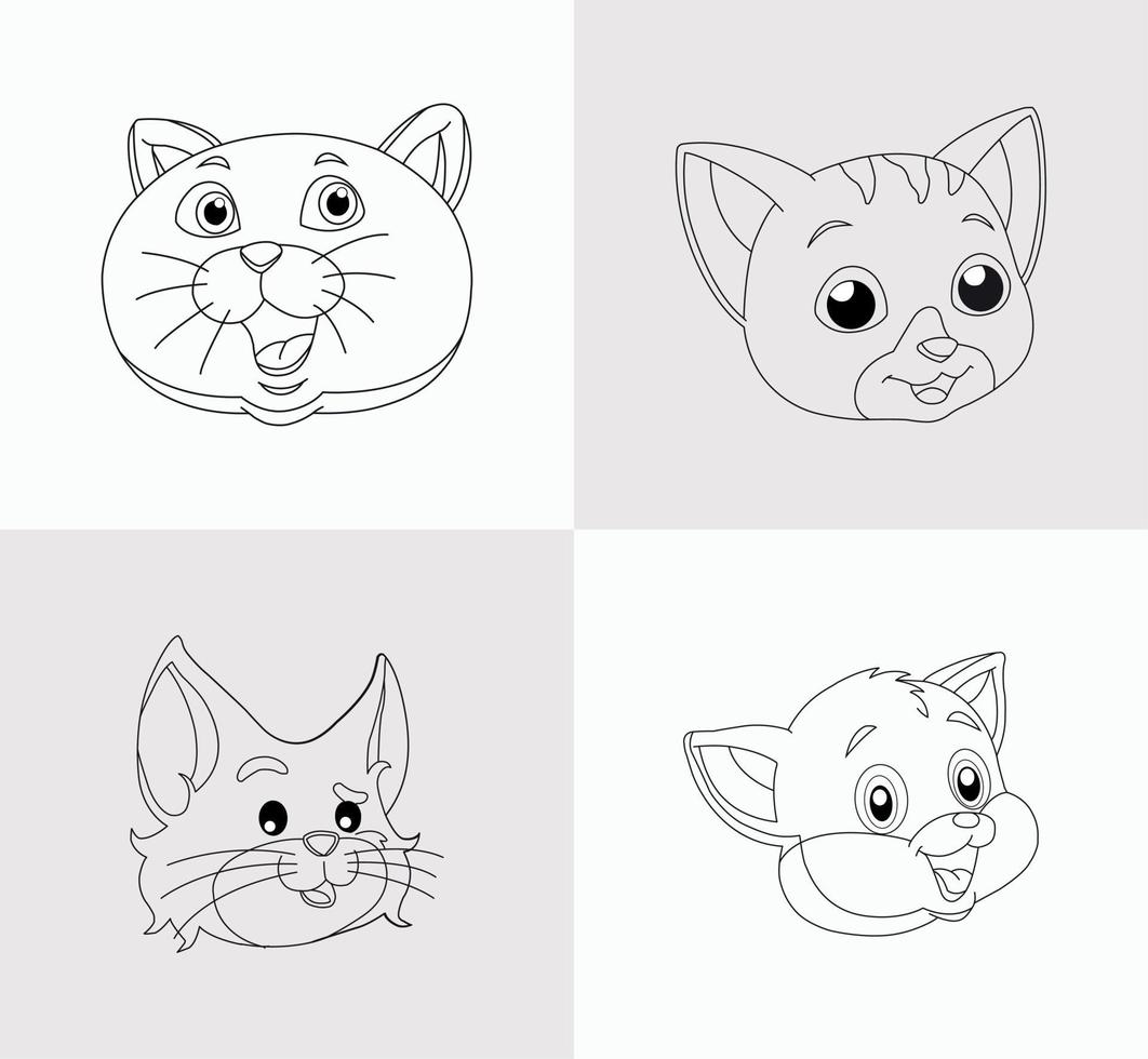 libro para colorear cabeza de gato para niños vector