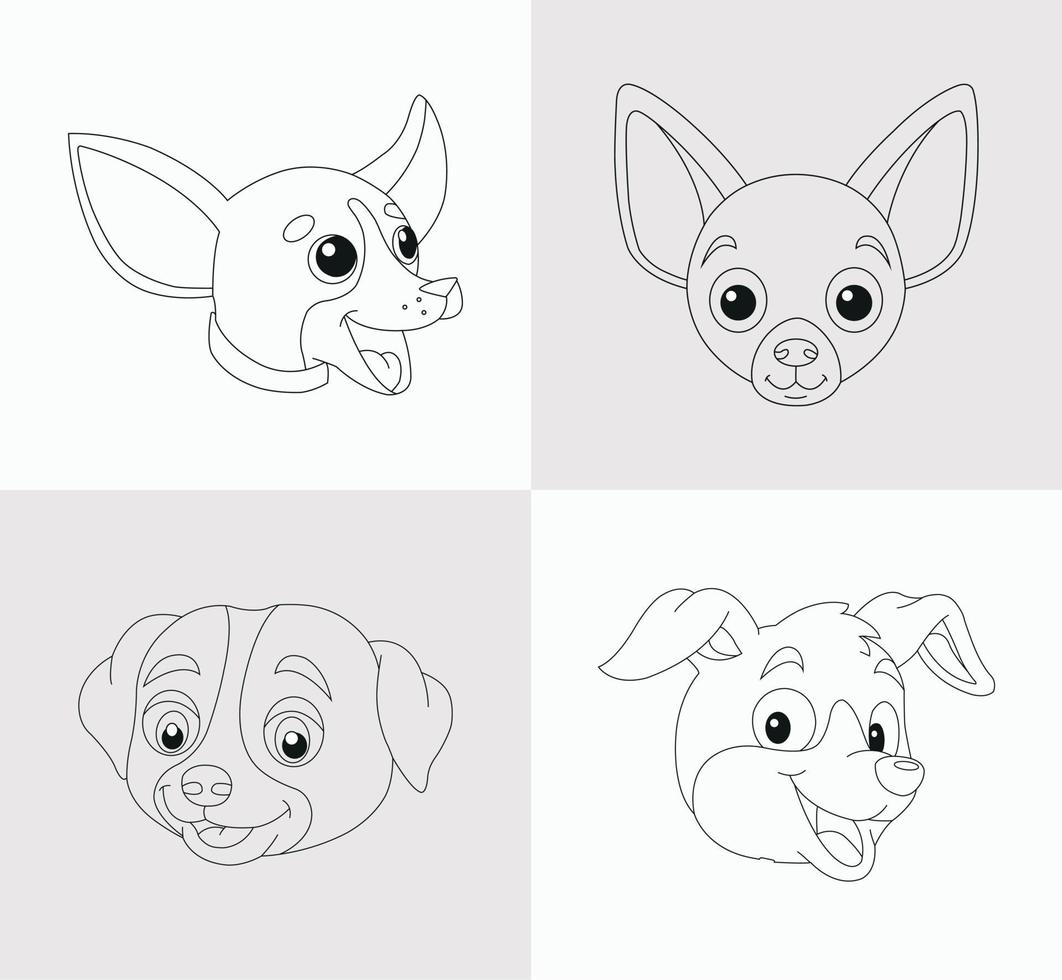 libro para colorear cabeza de perro para niños vector