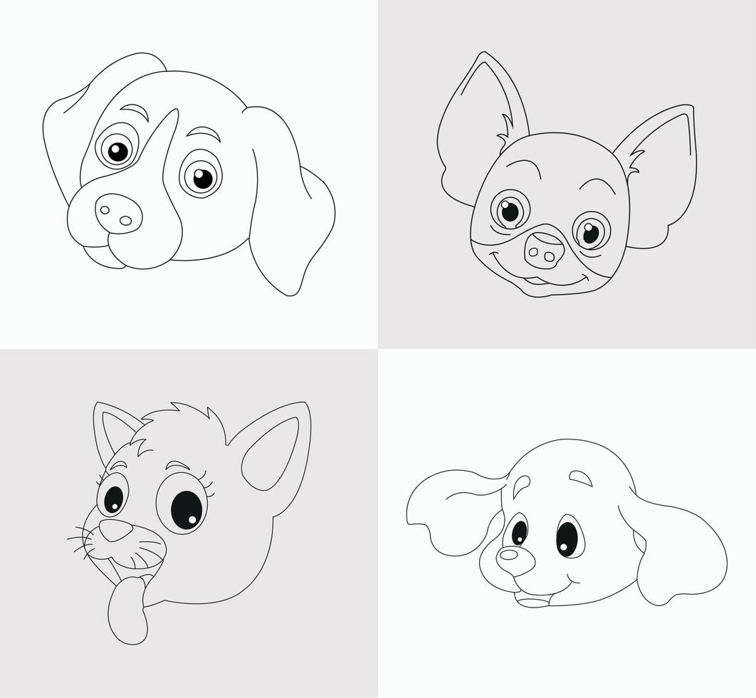 Dog head coloring book for kids vector