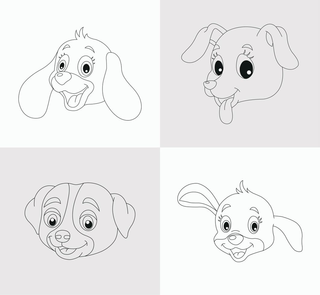 Dog head coloring book for kids vector