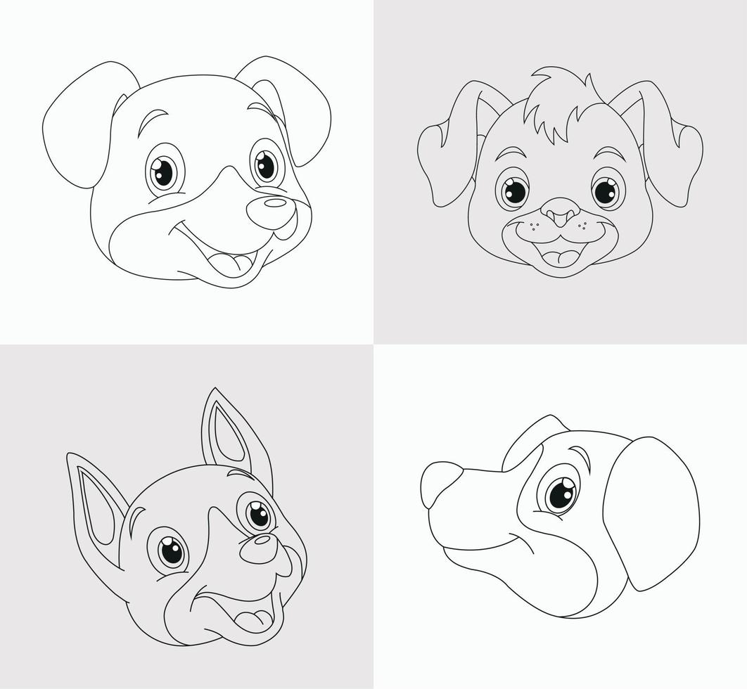 libro para colorear cabeza de perro para niños vector