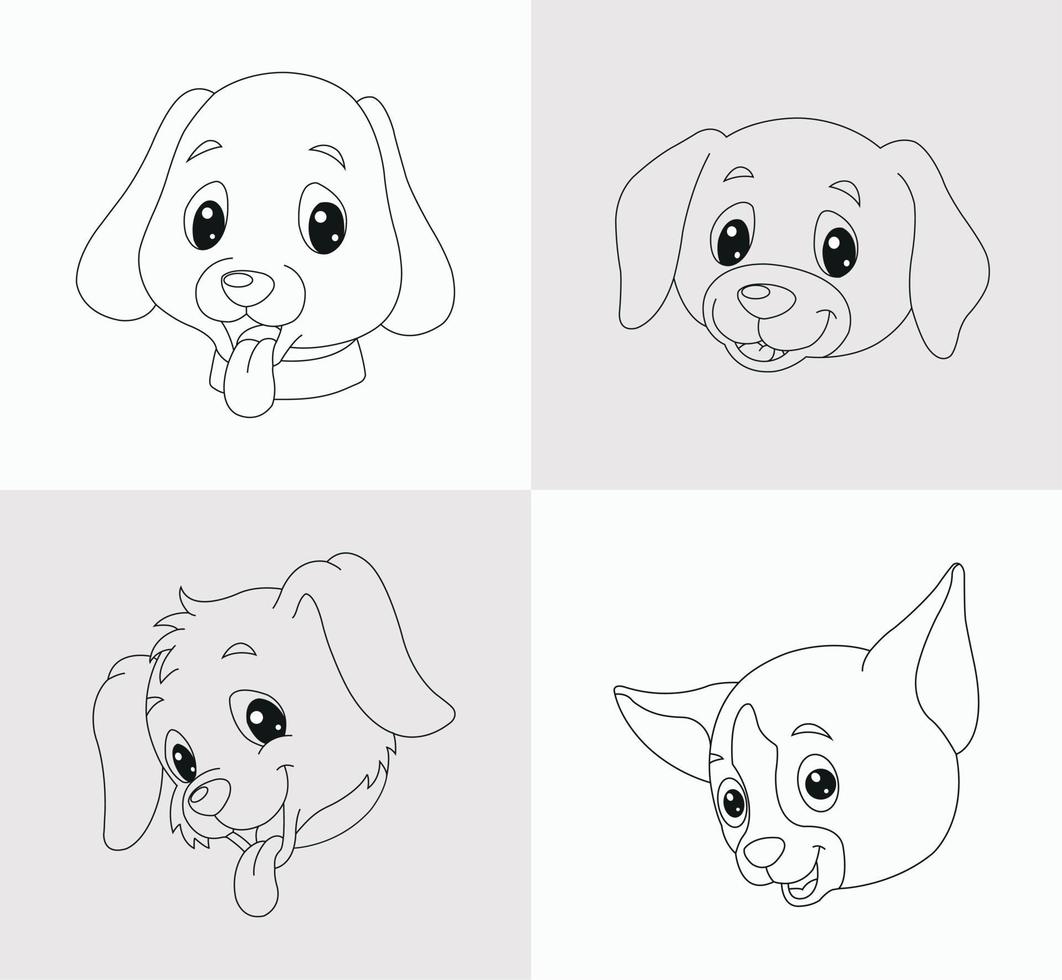 libro para colorear cabeza de perro para niños vector