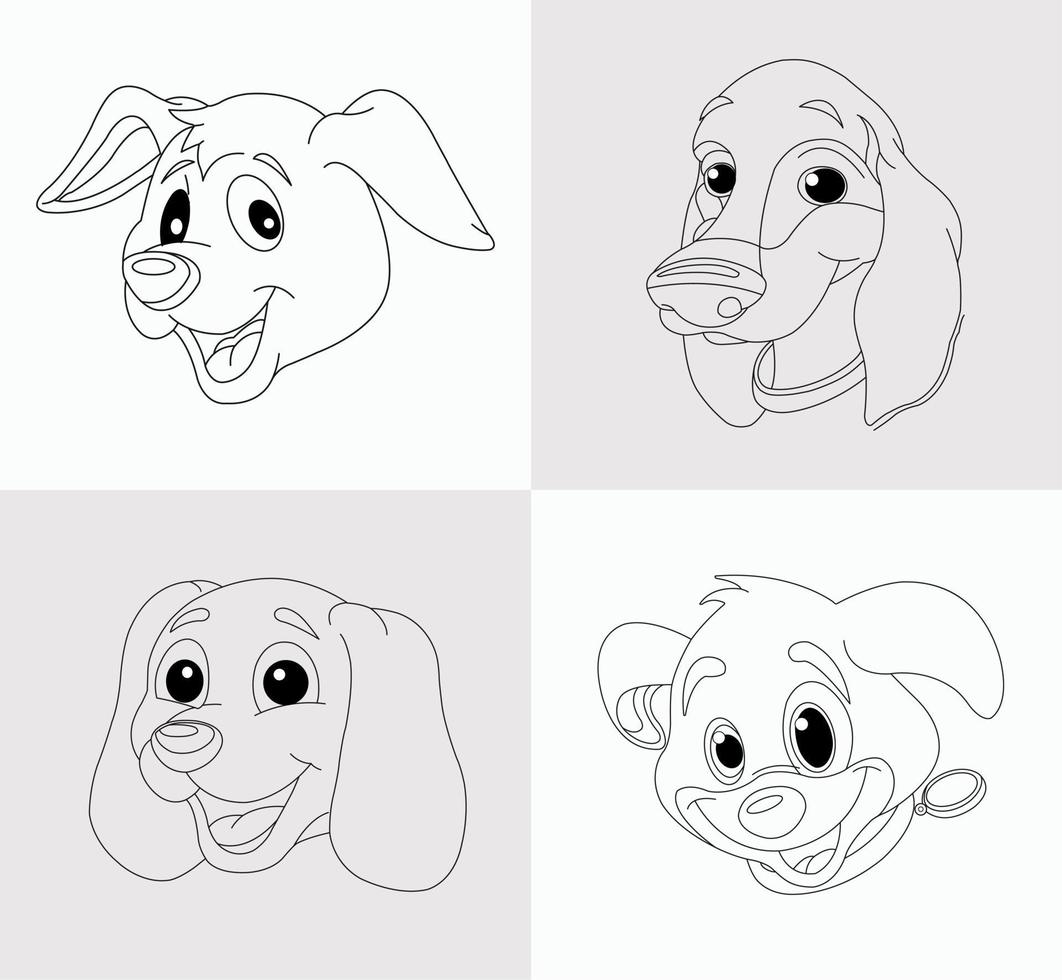 Dog head coloring book for kids vector