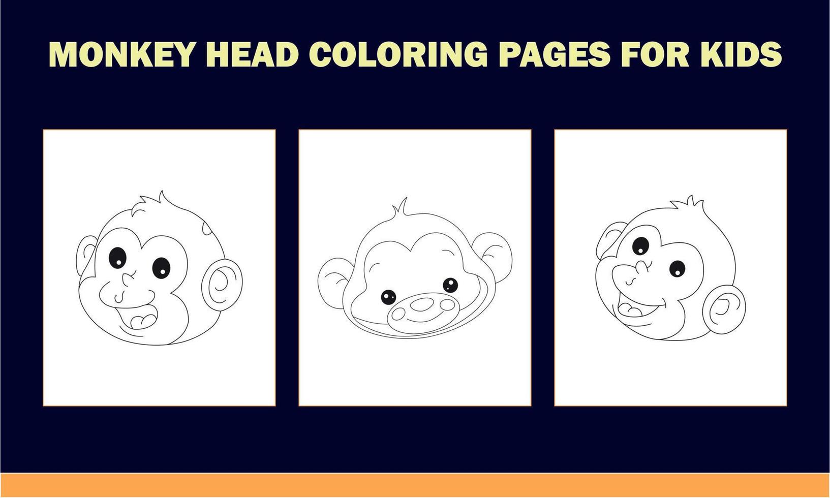 Monkey Head Coloring Book for Kids vector