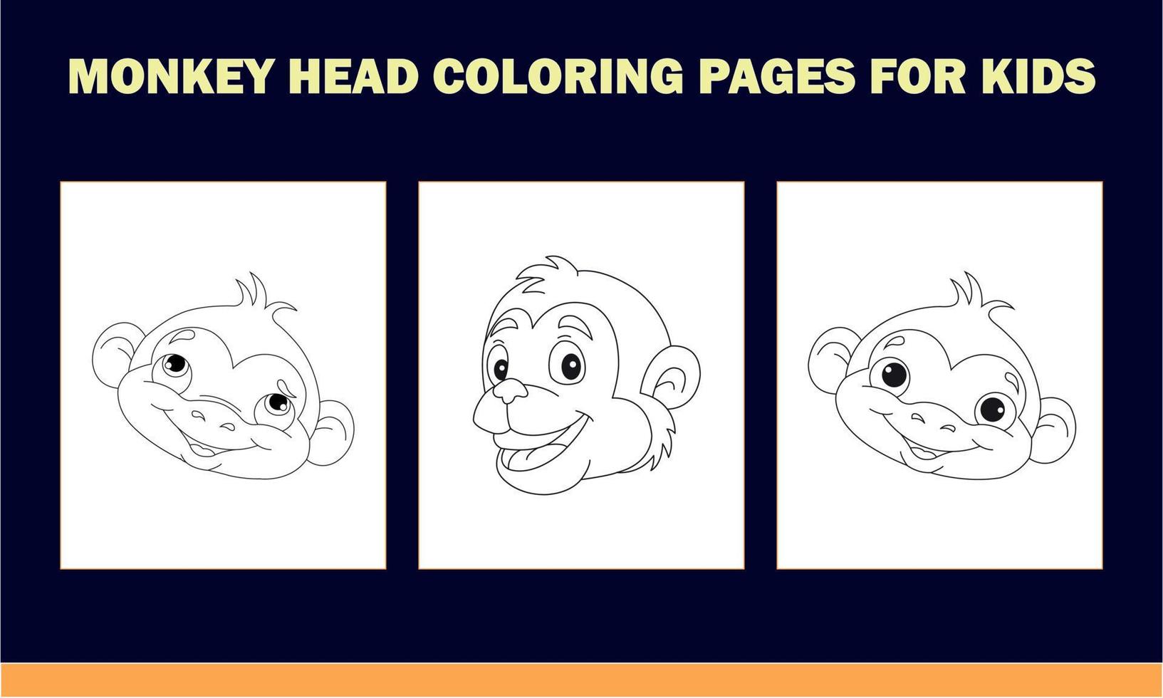 Monkey Head Coloring Book for Kids vector