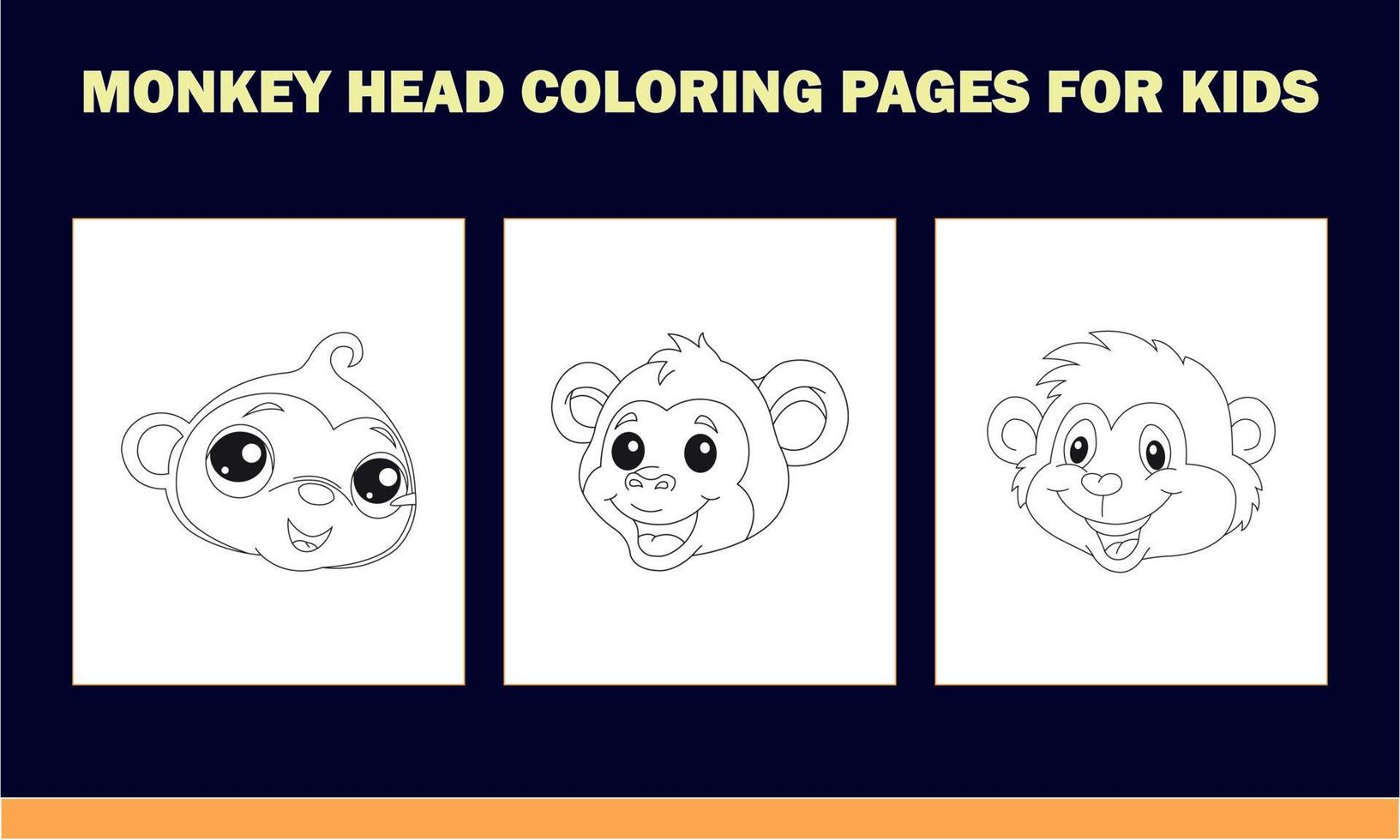 Monkey Head Coloring Book for Kids vector