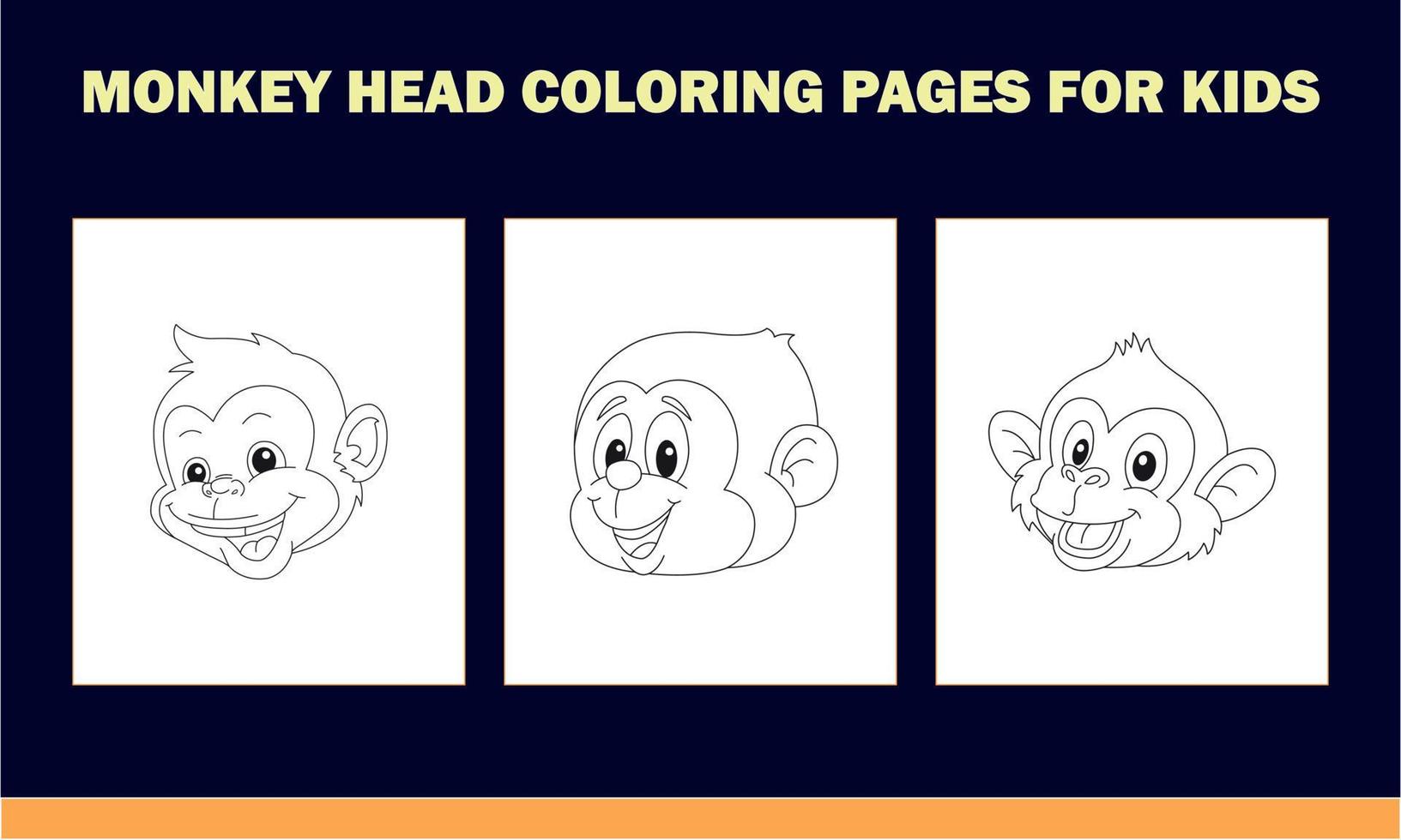 Monkey Head Coloring Book for Kids vector