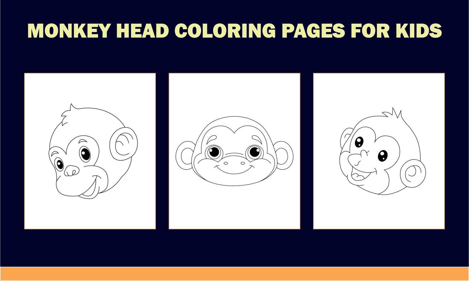 Monkey Head Coloring Book for Kids vector