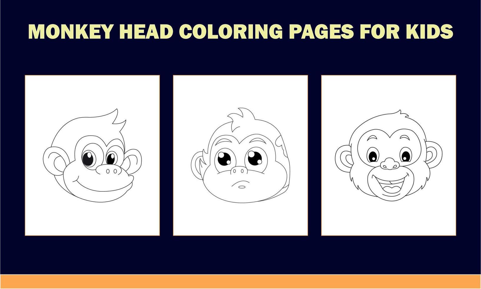 Monkey Head Coloring Book for Kids vector