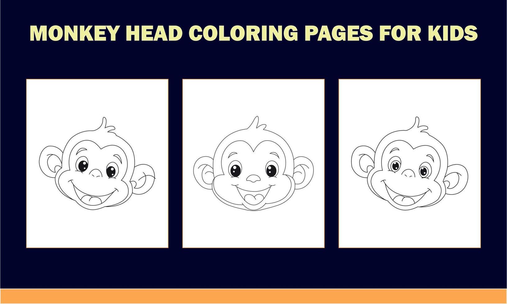 Monkey Head Coloring Book for Kids vector