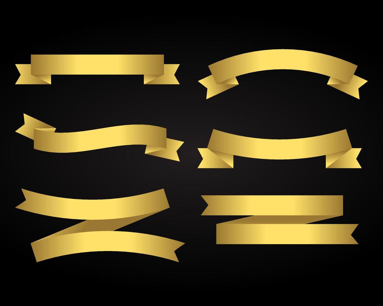 Vector Set Of Golden Ribbons