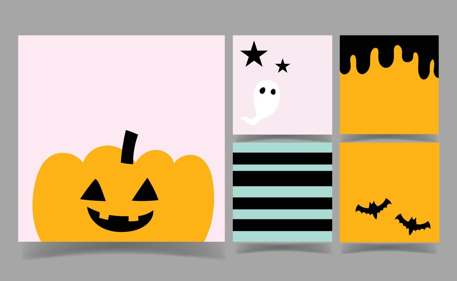 linda colección de fondo de fantasmas y calabazas de halloween. plantilla de nota vector